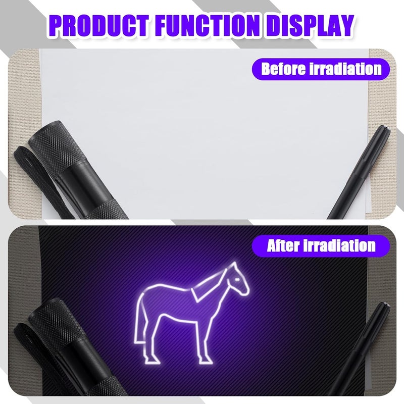 Tegeme 10 Pcs Blacklight Pen Set 5 Invisible Ink Pen 5 Blacklight Flashlights, UV Pen Invisible Ink Marker Black Light Markers for Spy Secret Holiday Gift Party Favors(Classic) - Image 4